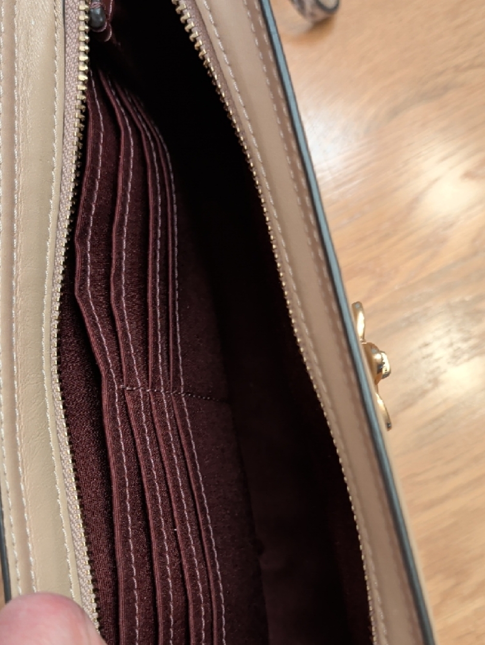 Coach Beige Signature Floral Turn-Lock Wristlet - Picture 5 of 8